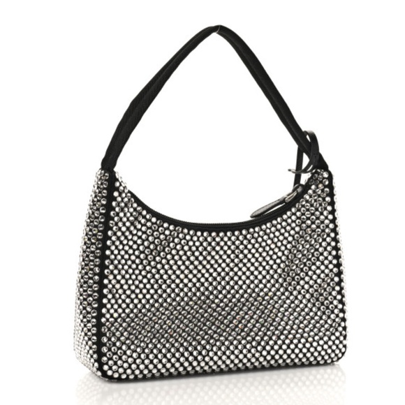 Authentic PRADA Satin Crystal Mini Re-Edition 2000 Bag Cristal - Picture 2 of 8